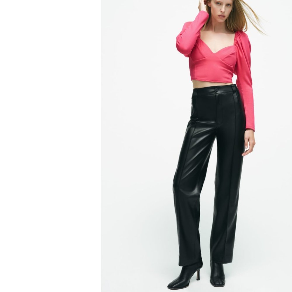 ZARA PINK SWEETHEART CORSET SLEEVES TOP